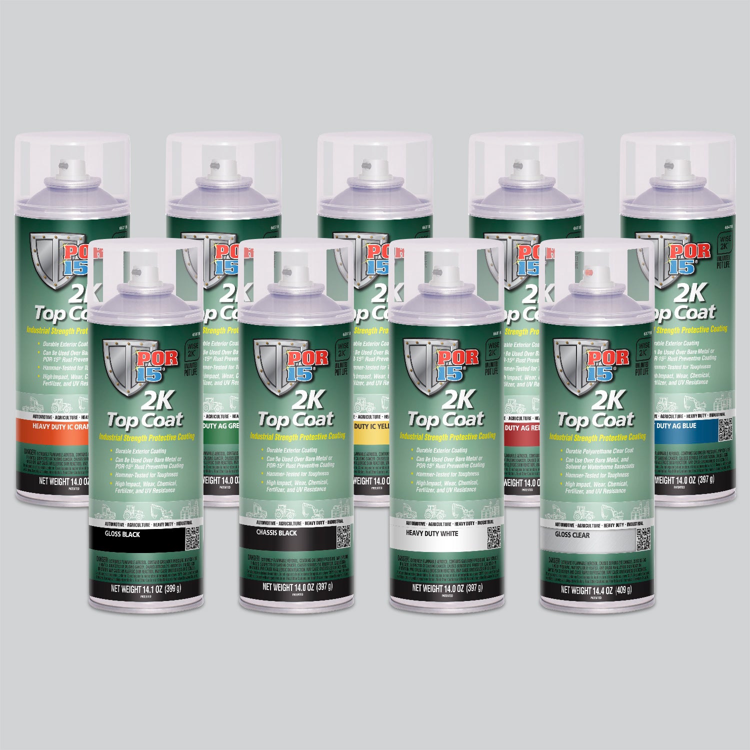POR-15 2K Aerosol Spray Topcoats for Heavy Duty Equipment and Vehicles